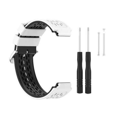 Färg Smart Watch Band Ersättning Silikon Watch Strap Vit och Svart för Garmin Forerunner 220 230 235 620 630 735 Watch Repair Kit
