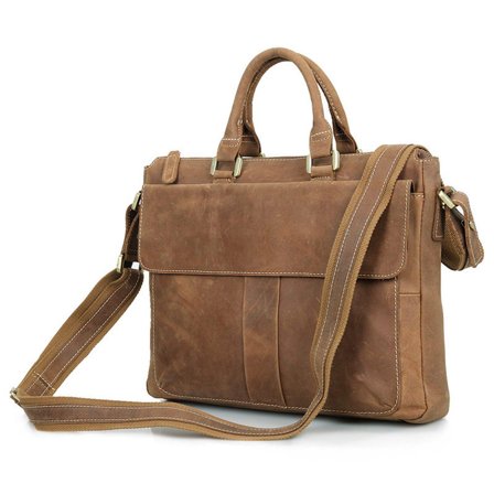 Brązowa klasyczna skórzana torba vintage dla mężczyzn - Skórzane torby