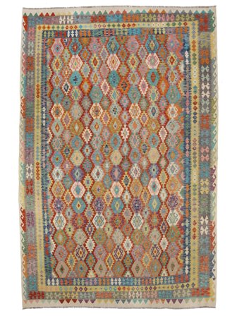 Kilim Afghan Old Style Rug 318X483 Brown/Dark Green Large Wool, Afghanistan