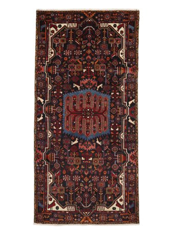 Orientalisk Nahavand Matta 155X314 Svart/Mörkröd Ull, Persien
