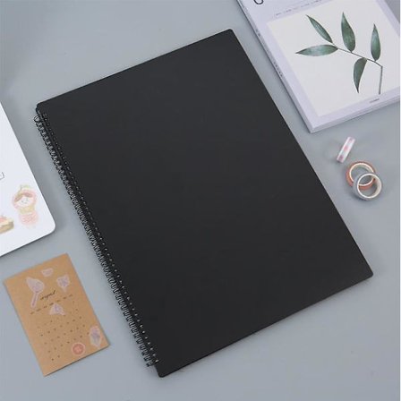 Svart Notemappe-(1 pakke), B4 Notemappe, Spiralmappe med Notearkbeskytter, Enkel Side T