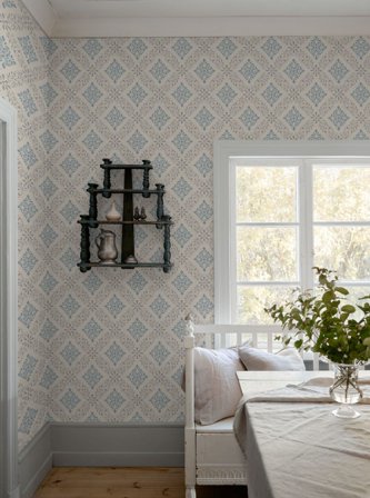 Duro Tapet, Dellen Classic Paper 006-12 Gammalsvenska Papper, L, Blå, Färg & tapeter