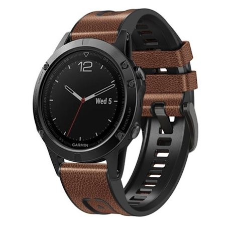 Garmin Fenix 7X PU-leather / silicone Watch Band - Brown