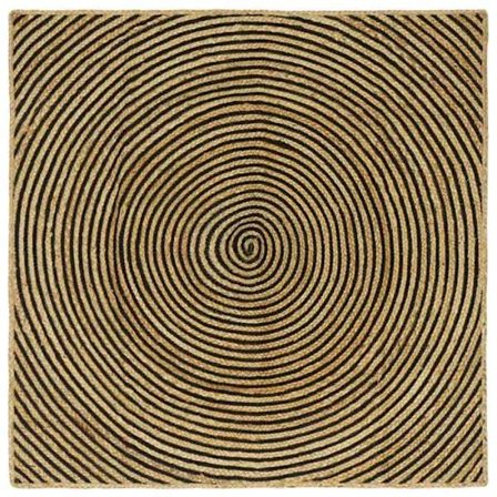 Rund matta i jute - vidaXL - Natur och Svart - 120x120 cm - Maskintvättbar - Hantverk - Ekologisk