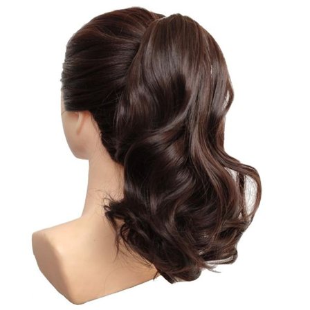 Synteettinen lyhyt aaltoileva poninhäntäpidennys Loistava hiusklipsi kiharaseen takkuiseen hiukseen, kynsi poninhäntä naisten hiuskoru