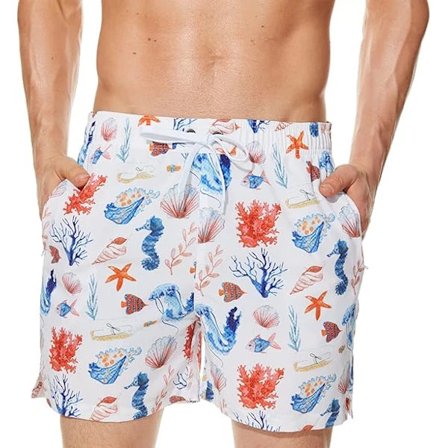 Hurtigtørkende badeshorts for menn, strandshorts for menn, sommershorts, badeklær med nettingfôr og lommer med glidelås