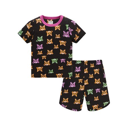 Pyjamas för småbarn, pojkar och flickor, blommig björn, korta set, L