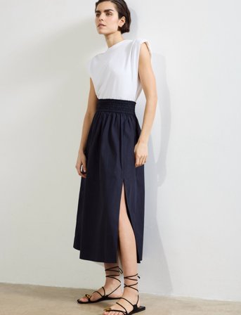 French Connection Barletta Poplin Square Skirt - Navy - XL