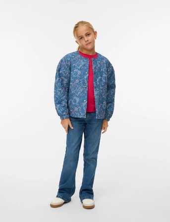 Vero Moda Girl Vmiris Mon Quilt Cardigan Wvn Girl - Blue - 140