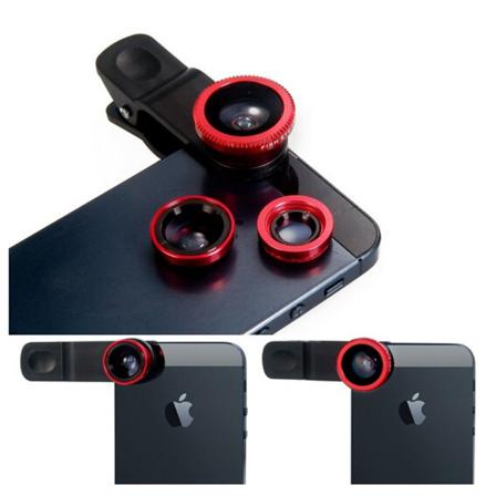2-pack Universal 3 I 1 Kameralins - Svart Röd