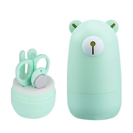 Baby Negleklippersett Neglekunstsett 4 i 1 Stellverktøy Manikyrsett Baby Negleklippere, Saks, Neglefil og Pinsett for Nyfødt Småbarn