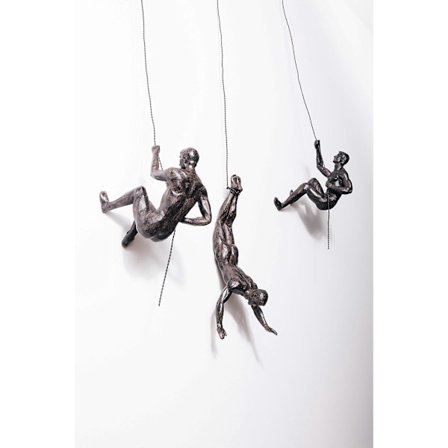 3x Brons Klättring Rappelling Män Trio Hängande Ornament Figurer Set med tre klättrare