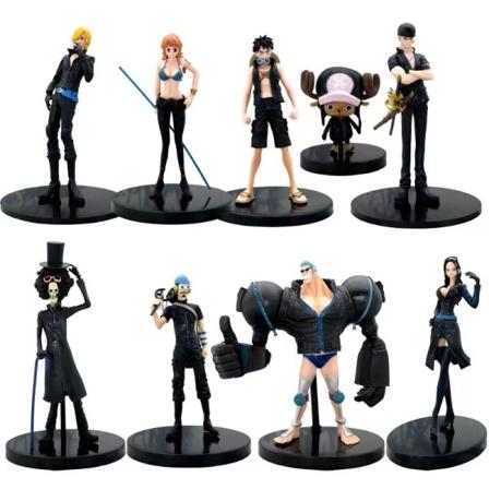 9 stk sæt Sort Gylden Hvid Farve Anime Figur One Piece Luffy Zoro Sanji Nami Brook Action Figur