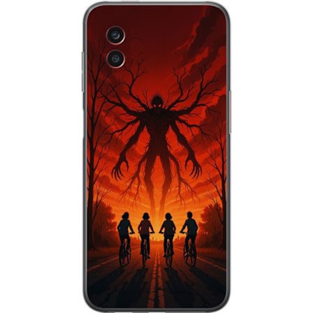 Kompatibelt Mobilskal till Samsung Samsung Galaxy Xcover6 Pro Mörk Stranger Things-inspirerad skräckillustration med röd himmel, monsterfigur och c
