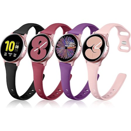 Kompatibel med Samsung Galaxy Watch 4 40mm 44mm Band/Classic 42mm 46mm Band Män Kvinnor, Samsung Active 2 Watch Band 40mm, 20mm Mjuk Smalt Silikonband