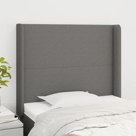Vidaxl Huvudgavel Med Kanter Mörkgrå 93x16x118/128 Cm Tyg Grå