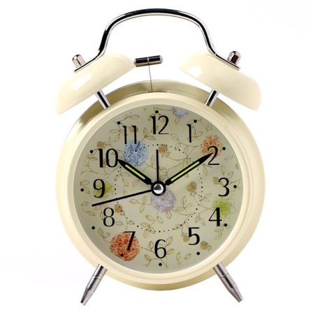 Stille Morgen Vekkerklokke, Vintage Retro Vekkerklokke Nattlys Høy Ringende Dobbel Klokke Kvarts