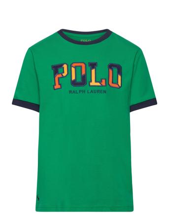 Corduroy-Logo Cotton Jersey Tee Tops T-shirts Short-sleeved Green Ralph Lauren Kids