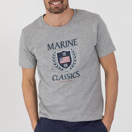 Camiseta Marine Classics Graphic Tee Light Grey Melange, hombre, XX-Large