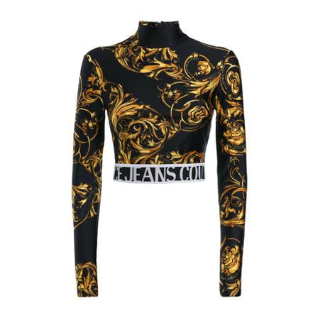 Versace Jeans Couture T-Shirt 72Dp617 Lycra Print Garland Gul, Dame