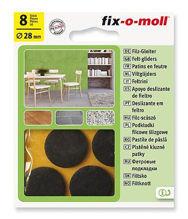 FIX-O-MOLL FILT TIL STOL&BORD Ø28MM BRUN 8STK FIX-O-MOLL