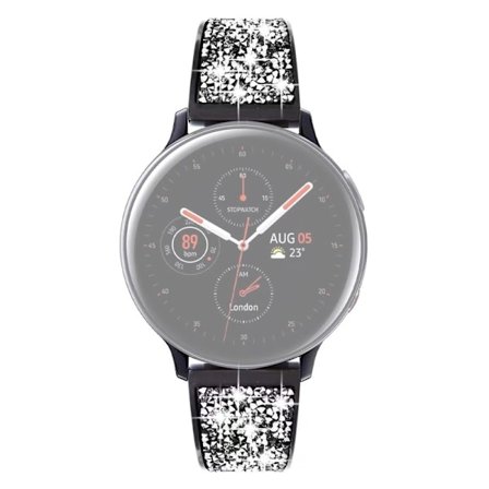 20mm Universal glitter koristeltu ruostumattomasta teräksestä valmistettu ranneke - Musta