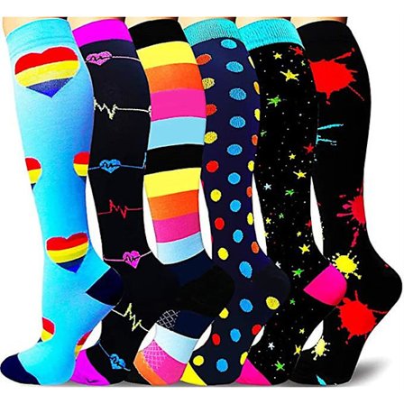 Kompresjonsstrømper for kvinner og menn sirkulasjon 6 par