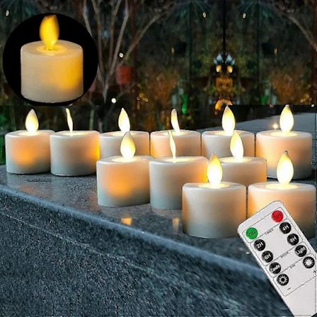 Paristokäyttöiset Liekittömät Tekokynttilät 12 kpl, Välkkyvä Liikkuva Liekki LED-kynttilät Joulu Halloween-juhliin