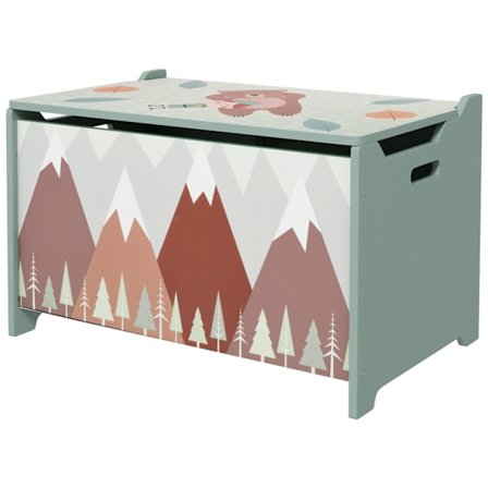 Rootz Storage Box Toy Chest - Toy Organizer - Kids Storage - Safety gångjärn - 60L x 37W x 39H cm - Söt grön djurdesign