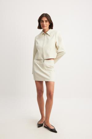 The Hanna Schönberg Edit Vävd minikjol med midjebanddetalj - Kontorskläder - Beige - EU 36