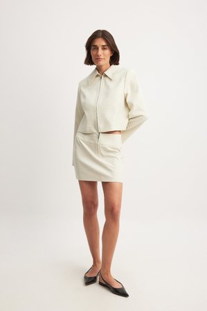 The Hanna Schönberg Edit Vävd minikjol med midjebanddetalj - Kontorskläder - Beige - EU 36