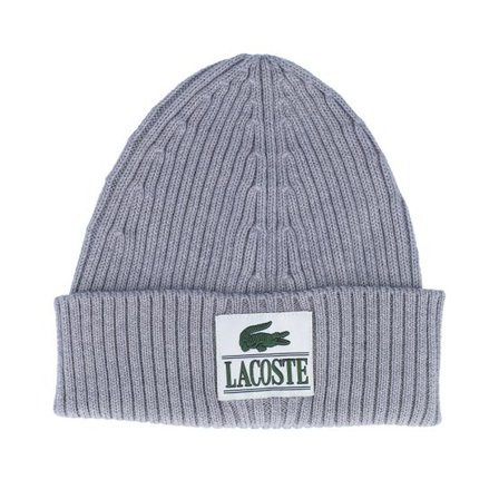 Lacoste - Grå cuff Beanie - Patched Grey Cuff @ Hatstore