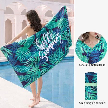 Mikrofiber Strandhåndkle Anti-Sand, Lettvekt, Anti-Sand og Hurtigtørkende Strandpledd - Stort Piknikpledd, 160x80cm