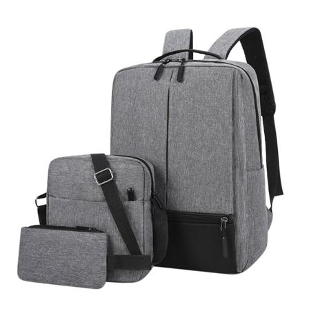 Modetrender Tre-delt Rygsæk Rygsæk Mandlig Forretning Usb Opladning Laptop Taske Højkapacitet Studerende B Dark gray