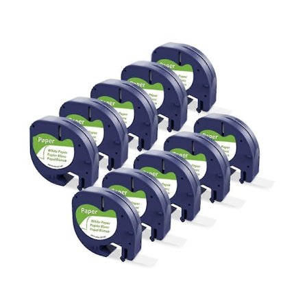 10 st 91200 91330 Etikettband Kompatibelt Med Letratag Plus Lt100h Lt100t Qx50 Påfyllningar Svart På Vit