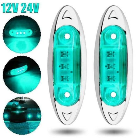 2 stk. LED sidemarkeringslys Varsellys BAKLYS GRØNN