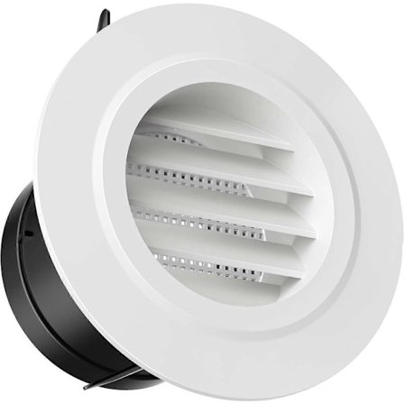75 mm ventilationsgaller i plast, runt luftgaller med myggnät för luftintag och -utsläpp inomhus och utomhus på väggar och i tak