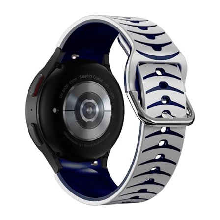 Samsung Galaxy Watch 5 / 5 Pro / 4 klockarmband i silikon med böjd linje - Vit / Mörkblå