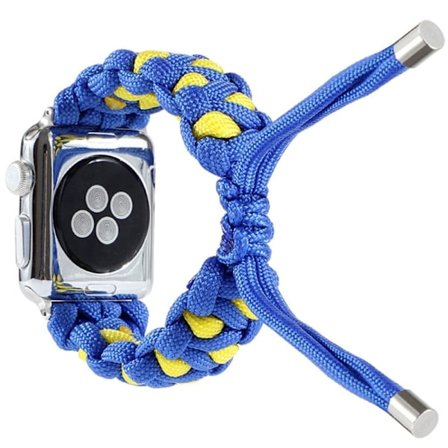 Apple Watch (45 mm) unikt klockarmband i nylon - Blå / Gul