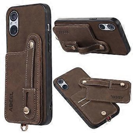 Style 03 Ställfodral för Sony Xperia 5 V, PU-läder+TPU+PC Roterande Korthållare Mobilskal (Stil B)