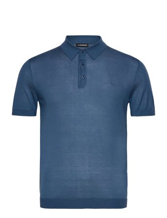 Ridge Lyocell Silk Polo Tops Knitwear Short Sleeve Knitted Polos Navy J. Lindeberg