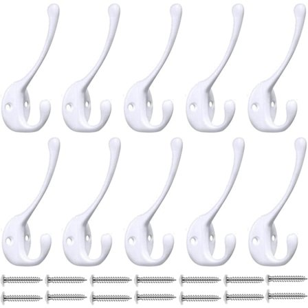 Knage til væg - Heavy Duty Knagerække (10 stk.), Premium Knager til vægmontering, Rustfrit Metal Knager til Tøj, Hatte, Badekåber