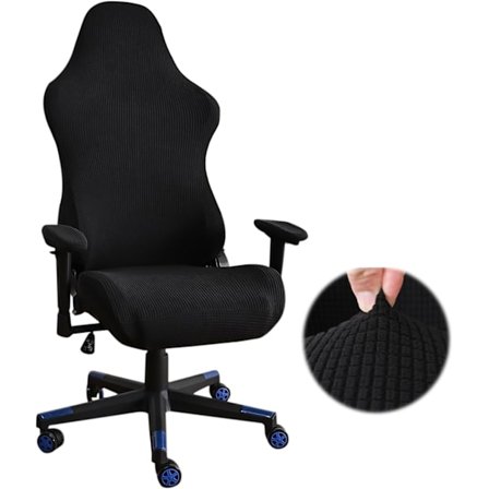 Gaming Stoltrekk Svart Stretch Kontorstol Beskyttelsestrekk kompatibel Datamaskin Gaming Skrivebord Racing (Svart)