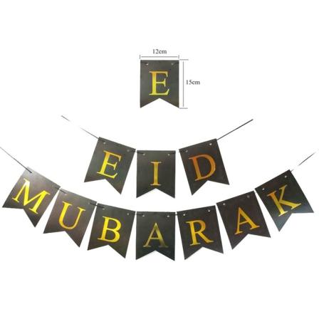 Eid Mubarak Banner Flagga Ramadan Kareem Moon Star