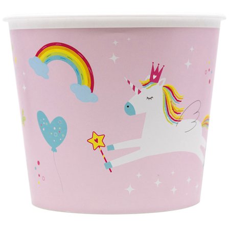 Enhörning Regnbåge Popcornbehållare Återanvändningsbar 2,2 L - Enhörning Kalas Dekoration - Kalaslagret.se
