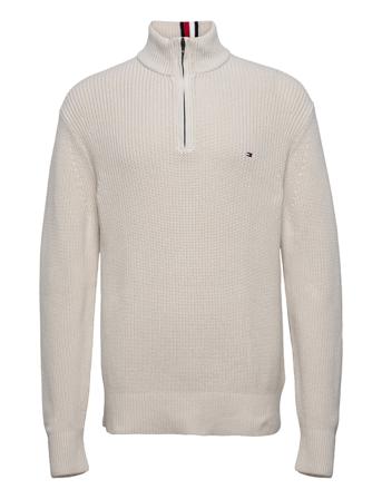 Rib Texture Zip Mock Cream Tommy Hilfiger