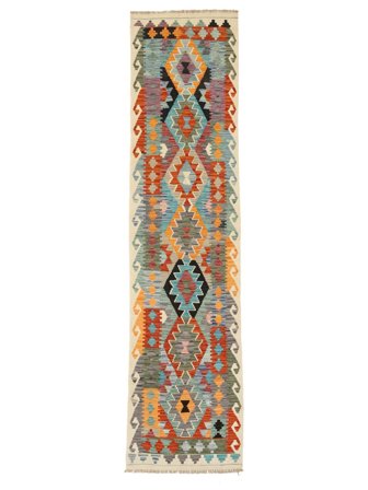Orientalischer Kelim Afghan Old Stil Teppich 77X302 Läufer Wolle, Afghanistan