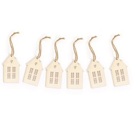 Juldekorationer i trä - 6 hus