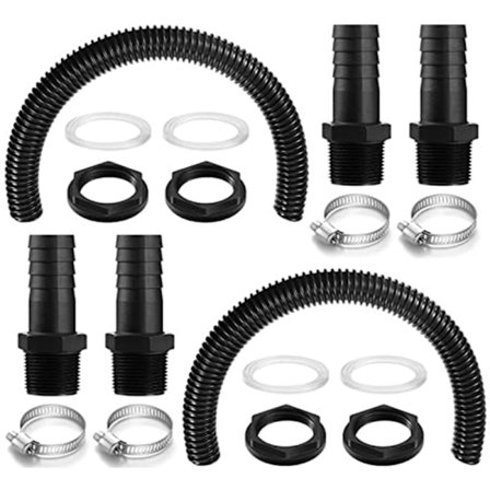 Sæt med 2 regnvandsbeholder fittings 25mm regnvandsbeholder fitting med slangeklemmer IBC tøndeforbindelse til regn (50cm)