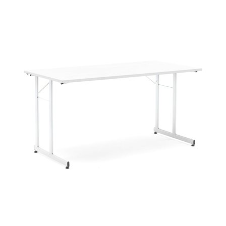 Office folding table CLAIRE, 1400x700x720 mm, white, alu grey